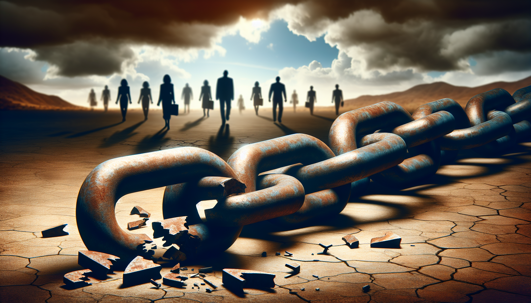 Illustration of a broken chain representing the consequences of poor leadership