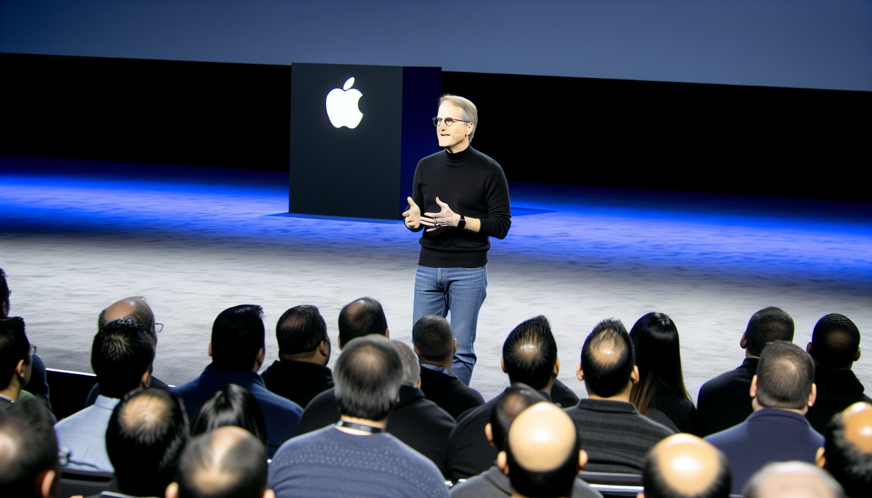 Steve Jobs presenting at an Apple product launch event
